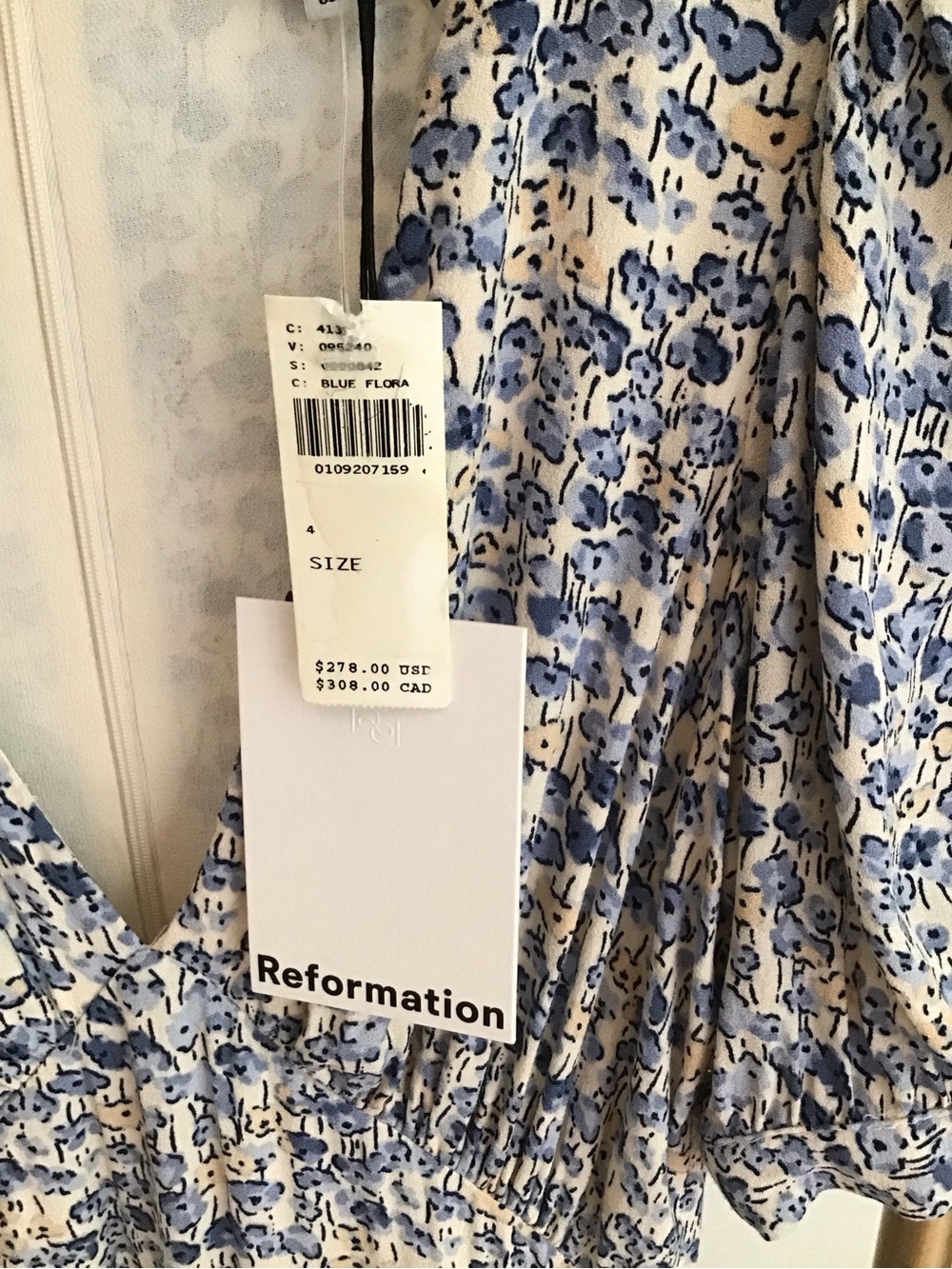 Reformation Naira Midi Dress Size 4 Blue Floral - Picture 6 of 16
